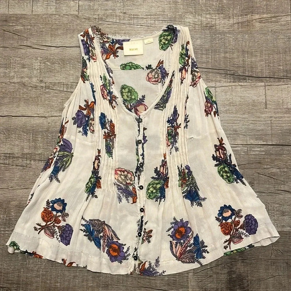 Anthropologie Maeve - Floral Button Down Tank Top - Size XS - Picture 1 of 8